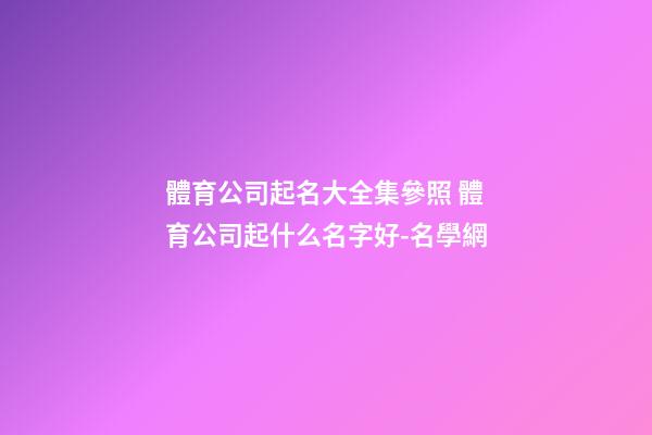 體育公司起名大全集參照 體育公司起什么名字好-名學網-第1張-公司起名-玄機派